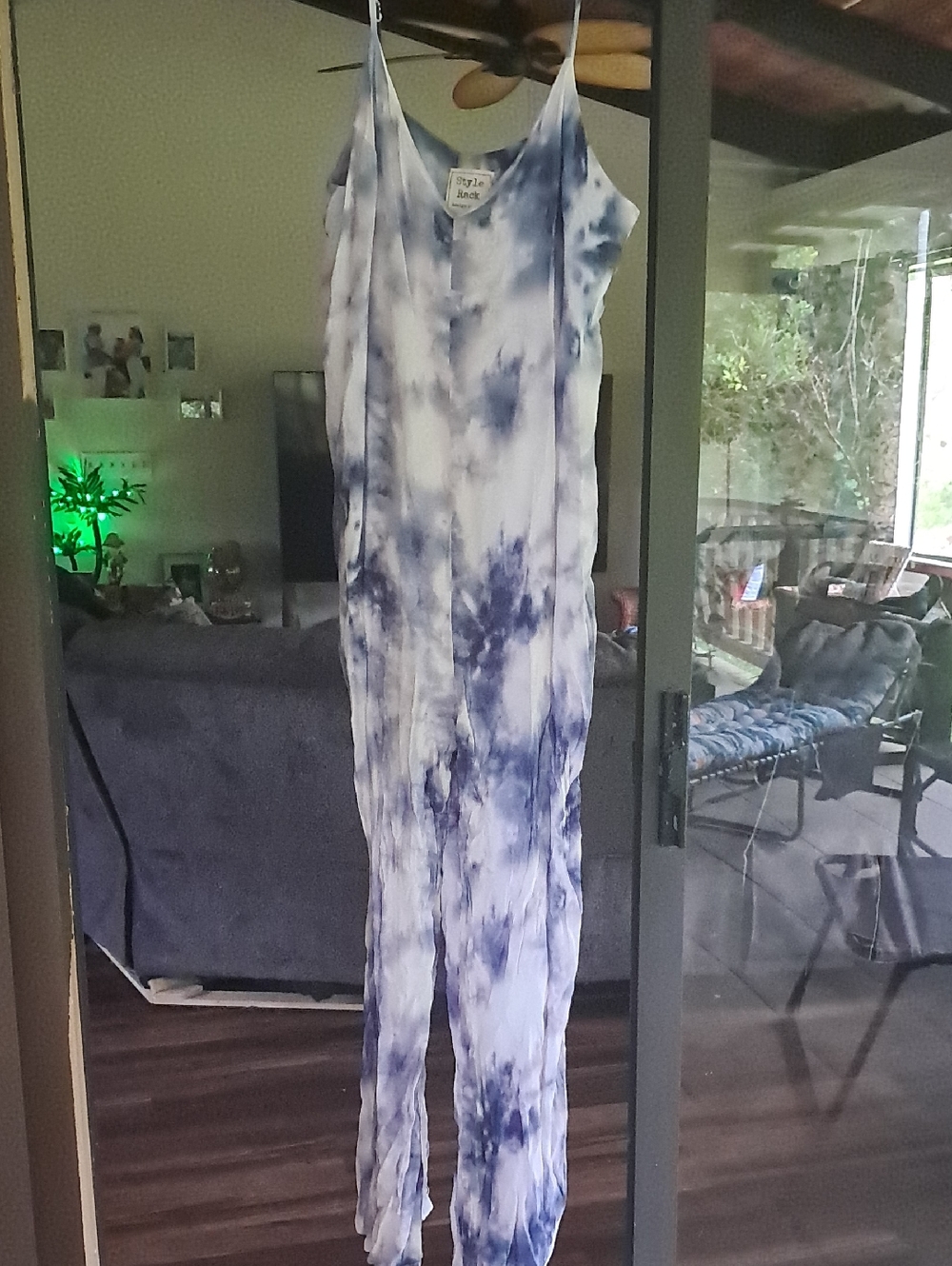 Style Rack Blue and White Tie-Dye Jumpsuit